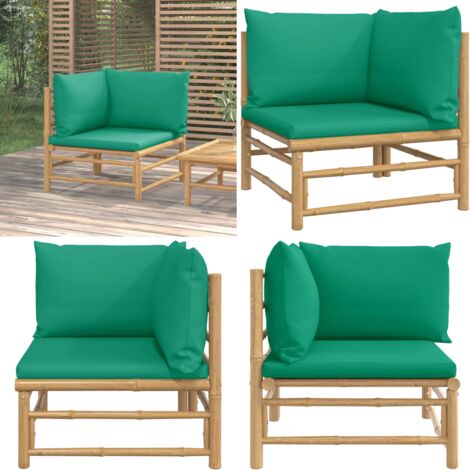 GartenEcksofa mit Grünen Kissen Bambus Bambus Sofa Gartenecke