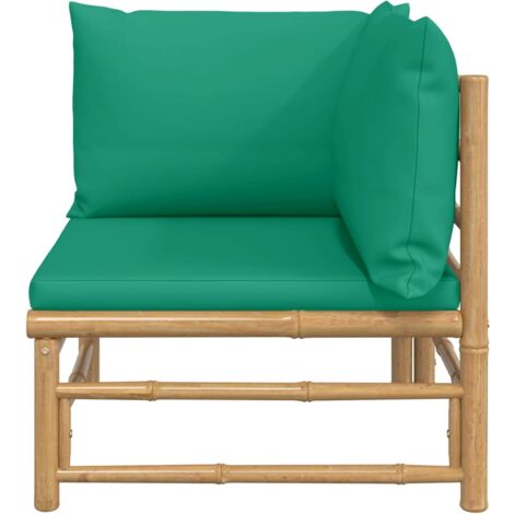 GartenEcksofa mit Grünen Kissen Bambus Bambus Sofa Gartenecke