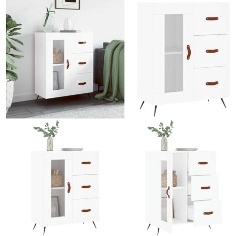 Sideboard Weiß 69,5x34x90 cm Holzwerkstoff - Schreibtisch - Wohnzimmermöbel - Sideboard - Regal - Eckschrank - Home & Living (1/5)