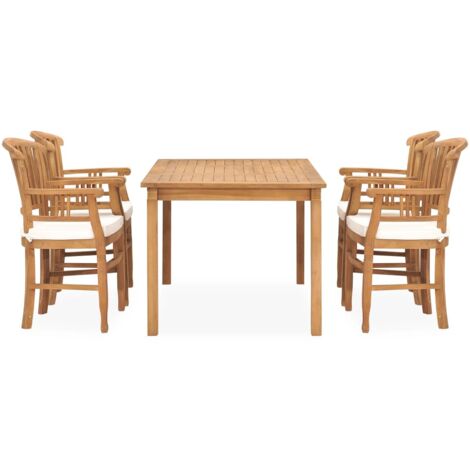 5tlg. GartenEssgruppe mit Kissen Massivholz Teak Gartenmöbel