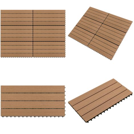 Produktbild von HENGMEI Terrassenfliesen WPC 30x30cm - 11er Set Für 1m² In Braun Mit Drainage
