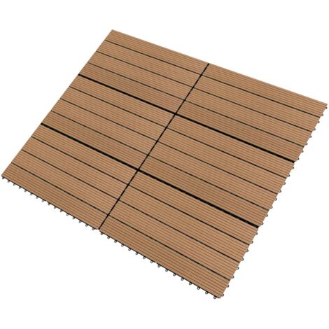 Terrassenfliesen 6 Stk. WPC 60x30 cm 1,08 m² Braun Terrasse Fliesen