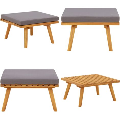 GartenFußhocker mit Auflage 60×60×29 cm Akazie Massivholz