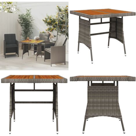 Gartentisch Grau 70x70x72 cm Poly Rattan & Massivholz Akazie