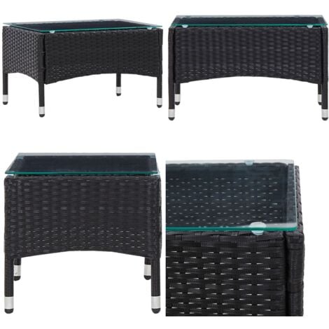 Couchtisch Schwarz 60x40x36 cm Poly Rattan Gartentisch Rattan Tisch