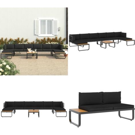 5tlg. GartenEcksofaSet mit Auflagen Aluminium und WPC Outdoor