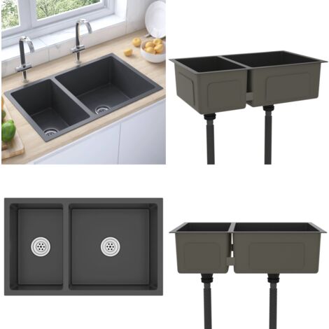 Schwarze Edelstahl-Spüle (84 Cm) – 16 Gauge, Topmount, Mit Schneidebrett & Abtropfgestell, Nano-PVD-Beschichtung