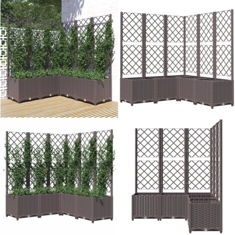 Pflanzkübel mit Rankgitter Braun 120x120x136 cm PP Blumenkübel