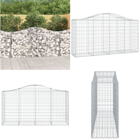 Gabione mit Hochbogen 200x50x100/120 cm Verzinktes Eisen Gabionenkorb