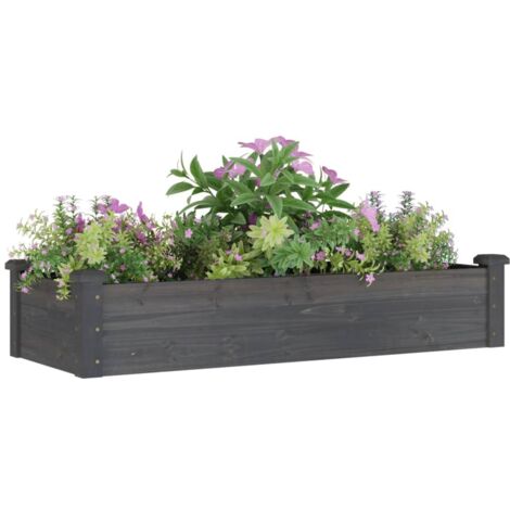 Hochbeet mit Einsatz Grau 120x45x25 cm Massivholz Tanne Hochbeet