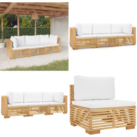 3tlg. GartenLoungeSet mit Kissen Massivholz Teak Garten Lounge Set