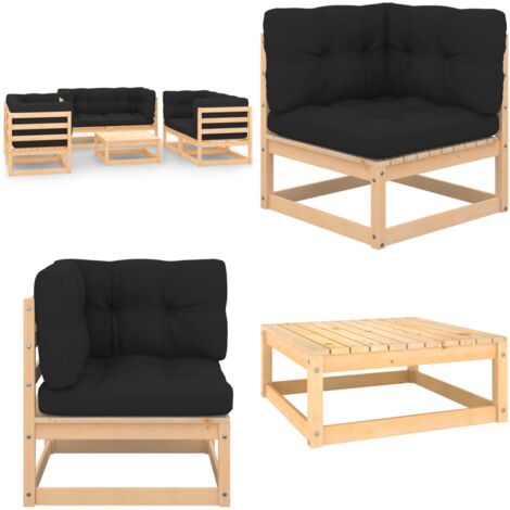 7tlg. GartenLoungeSet mit Kissen Massivholz Kiefer Garten Lounge