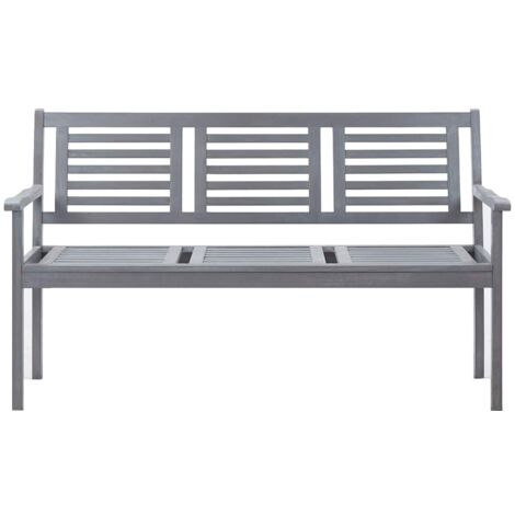 3SitzerGartenbank mit Auflage 150 cm Grau Eukalyptusholz Gartenbank
