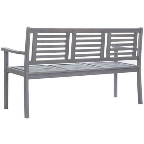3SitzerGartenbank mit Auflage 150 cm Grau Eukalyptusholz Gartenbank