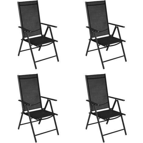 Gartenstühle Klappbar 4 Stk. Aluminium und Textilene Schwarz