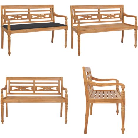 BataviaGartenbank mit Anthrazit Kissen 120 cm Teak Massivholz
