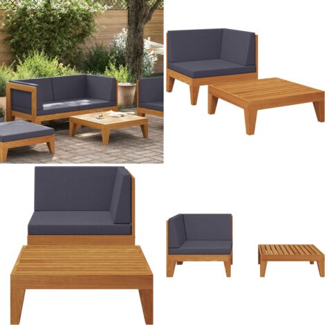 2-tlg. Garten-Lounge-Set mit Auflagen Massivholz Akazie - Gartensessel - Loungemöbel - Gartenmöbel - Outdoor Möbel - Holzsessel - Home & Living (1/5)