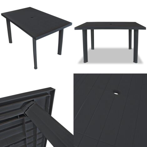 Gartentisch Anthrazit 126x76x72 cm Kunststoff Gartentisch