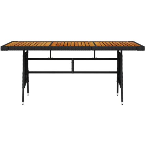 Gartentisch Schwarz 160x70x72cm Poly Rattan & Massivholz Akazie