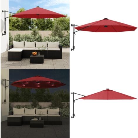 WandSonnenschirm mit LEDs Knallrot 290 cm Sonnenschirm