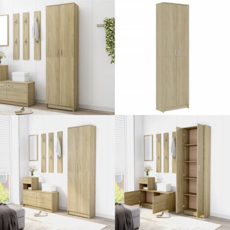 Forte NIKO Garderobenschrank 135 Cm – Mit Spiegel, Schublade & Haken, In Sonoma Eiche