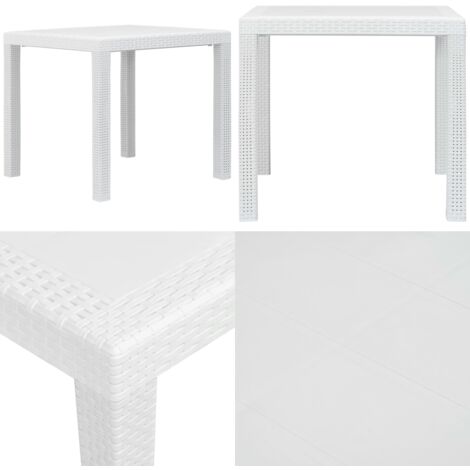 Gartentisch Weiß 79x79x72 cm Kunststoff RattanOptik Gartentisch