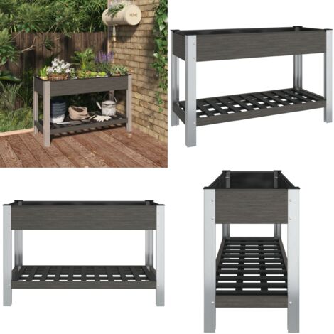 GartenHochbeet mit Ablage Grau 120x50x75 cm WPC Garten Hochbeet