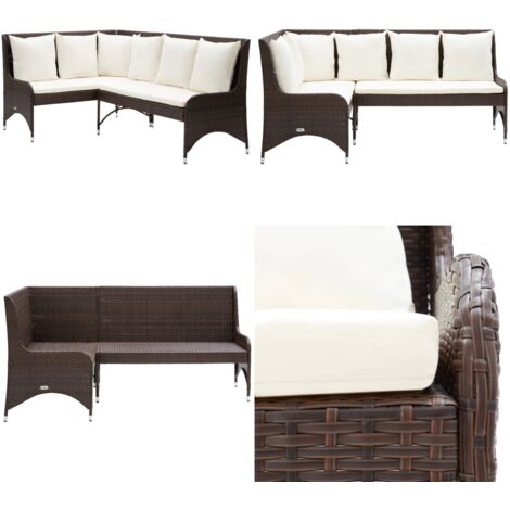 GartenEcksofa 2tlg. Poly Rattan Braun Gartenmöbel Eckcouch