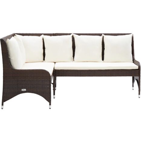 GartenEcksofa 2tlg. Poly Rattan Braun Gartenmöbel Eckcouch