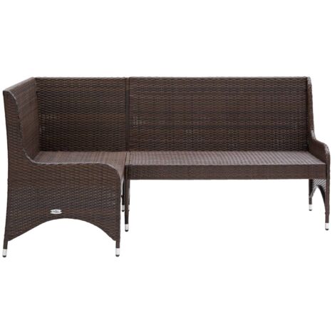GartenEcksofa 2tlg. Poly Rattan Braun Gartenmöbel Eckcouch