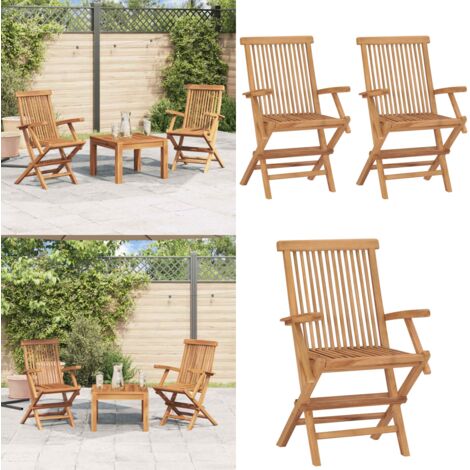 Gartenstühle 2 Stk. Klappbar Massivholz Teak Gartensaal Gartenstuhl