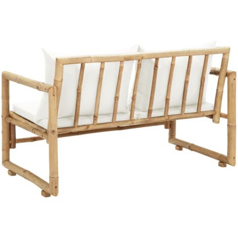2Sitzer Gartensofa mit Polstern Bambus Bambusgartenbank