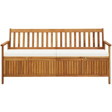 KOIECETA Gartenbank 100cm Mit Stauraum - PE Rattan Bank Mit Kissen Braun/Cremeweiß