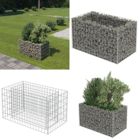 GabionenHochbeet Verzinkter Stahl 90×50×50 cm GabionenHochbeet