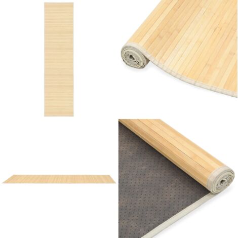 Teppich Bambus 80x300 cm Natur - Bambus Teppich - Naturfaser Teppich -  Wohnraum Teppich - Flur Teppich - Rutschfeste Matte - Home & Living
