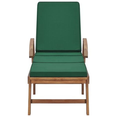 Sonnenliegen mit Auflagen 2 Stk. Massivholz Teak Grün Teakholzmöbel