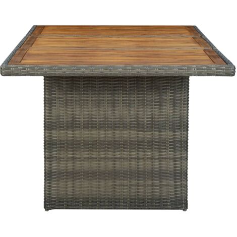 Gartentisch Braun Poly Rattan und Akazie Massivholz Esstisch