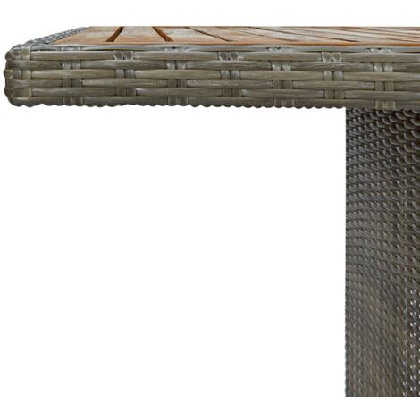 Gartentisch Braun Poly Rattan und Akazie Massivholz Esstisch