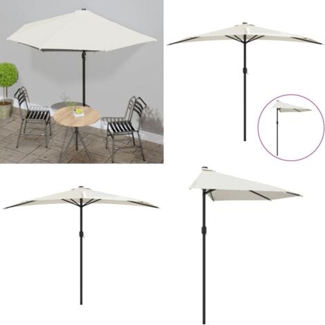 BalkonSonnenschirm mit AluMast Sandfarben 300x155 cm Halbrund