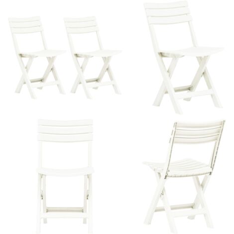 Klappbare Gartenstühle 2 Stk. Kunststoff Weiß Gartenstuhl