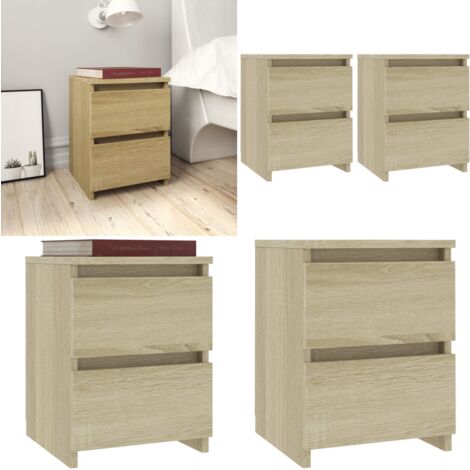 2 Nachttische Sonoma-Eiche 40x35x70cm - Mit Metallbeinen Und Stauraum