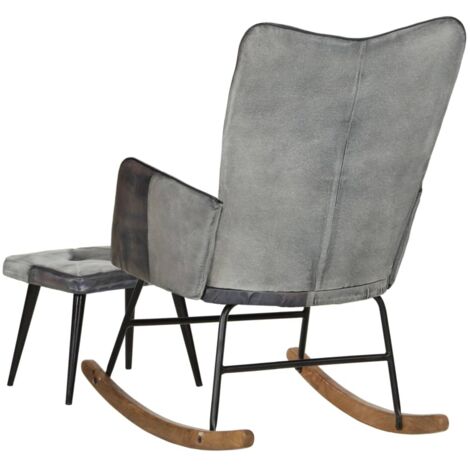 HTI Living Schaukelstuhl Für Garten & Balkon – Gemütlicher Loungesessel Mit Schwarzem Stahlgestell, Kissen Und WPC-Armlehnen –