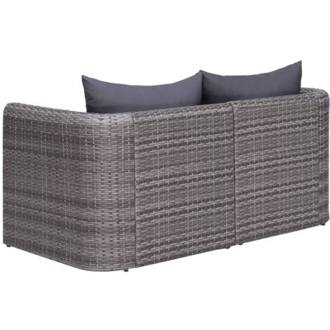 GartenEcksofas 2 Stk. Grau Poly Rattan Gartenmöbel Outdoor Möbel