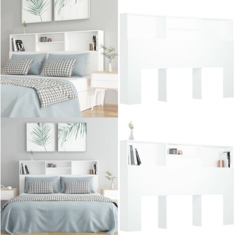 Bett-Kopfteil mit Ablagen Weiß 160x19x103,5 cm - Bettkopf - Bettkopfteil - Regal - Nachttisch - Wohnzimmerdeko - Home & Living (1/5)