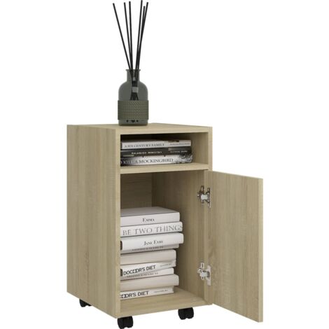 Mobiler Aktenschrank Mit Rollen | 46x36x59cm | Schwarz Holzwerkstoff