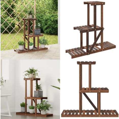 Blumenstnder 81x25x75,5 cm Massivholz Tanne - Holzbodenstnders -  Pflanzenstnder - Blumensule - Gartendeko - Outdoormbel - Home & Living