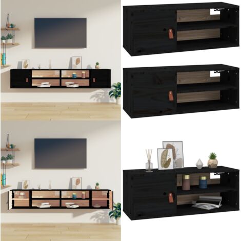 Wandschränke 2 Stk. Schwarz 80x30x30 cm Massivholz Kiefer - Wandschrank - Regal - Holzmöbel - Küchenorganisation - Aufbewahrungslösung - Home & Living (1/5)