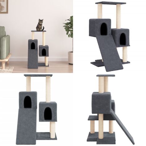 Kratzbaum mit Sisal-Kratzsäulen Dunkelgrau 82 cm - Katzenkratzbaum - Kratzbaum Sisal - Katzenmöbel - Katzenkletterbaum - Katzensofa - Home & Living