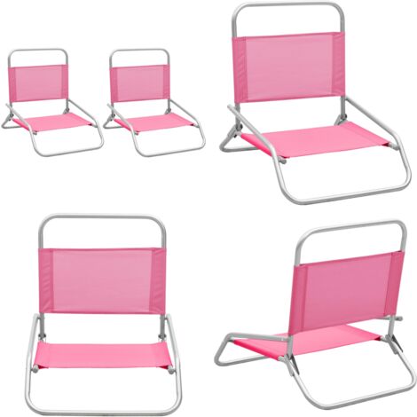 Klappbare Strandsthle 2 Stk. Rosa Stoff - Klappbarer Stuhl - Gartenstuhl -  Strandstuhl - Campingstuhl - Liegesessel - Home & Living