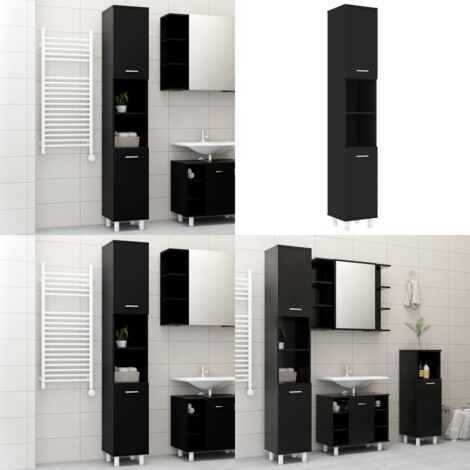 FIONESO Kleiner Badezimmerschrank - Schwarz, Kompakt, Für Badaccessoires & Stauraum